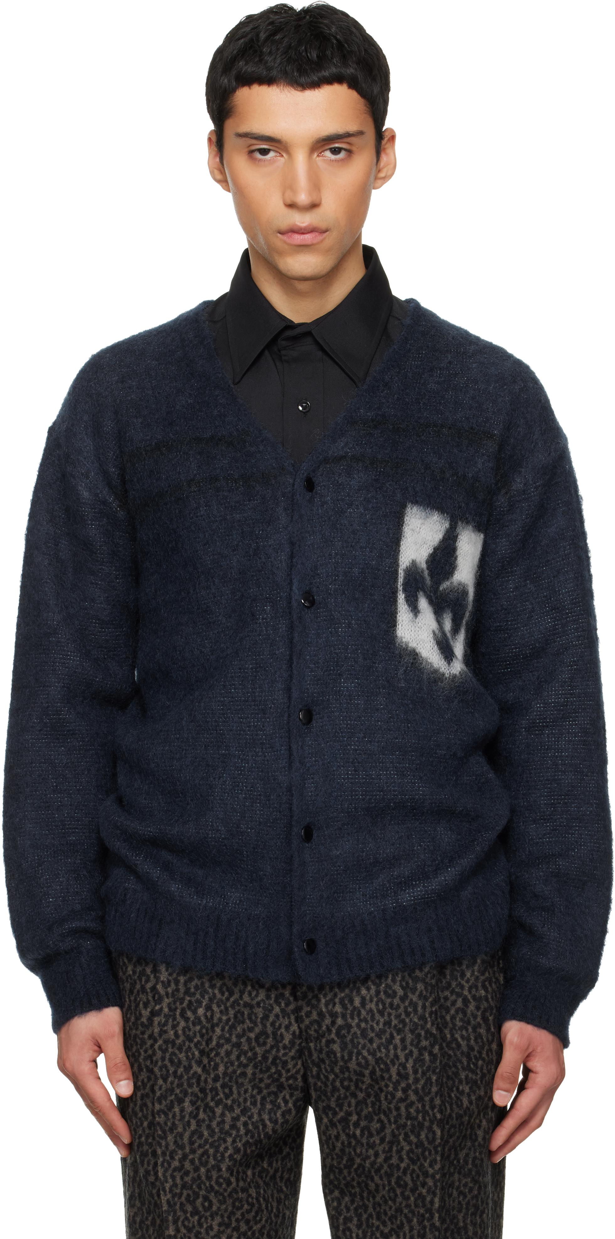 Needles Mohair Emblem Cardigan in Blue for Men | Lyst