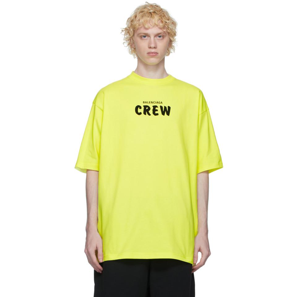 Balenciaga Cotton Yellow Crew T-shirt for Men | Lyst