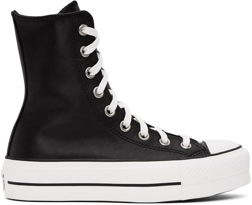 Converse Leather Chuck Lift High Sneakers in Black/White (Black) | Lyst