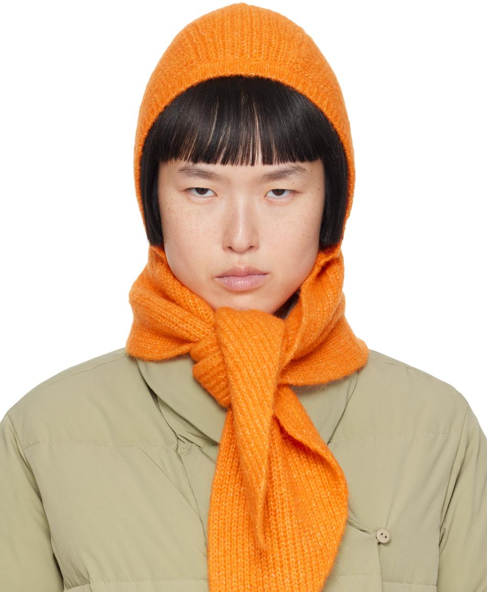 COUCOU-Taupe warm knitted bonnet with a wide tie to wear