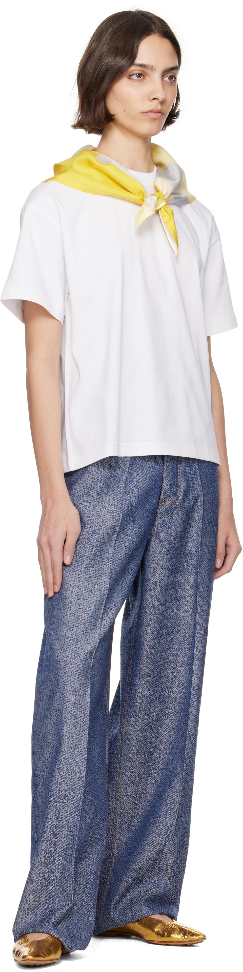 Bottega Veneta Denim Jacquard Wide Leg Trousers in Blue | Lyst