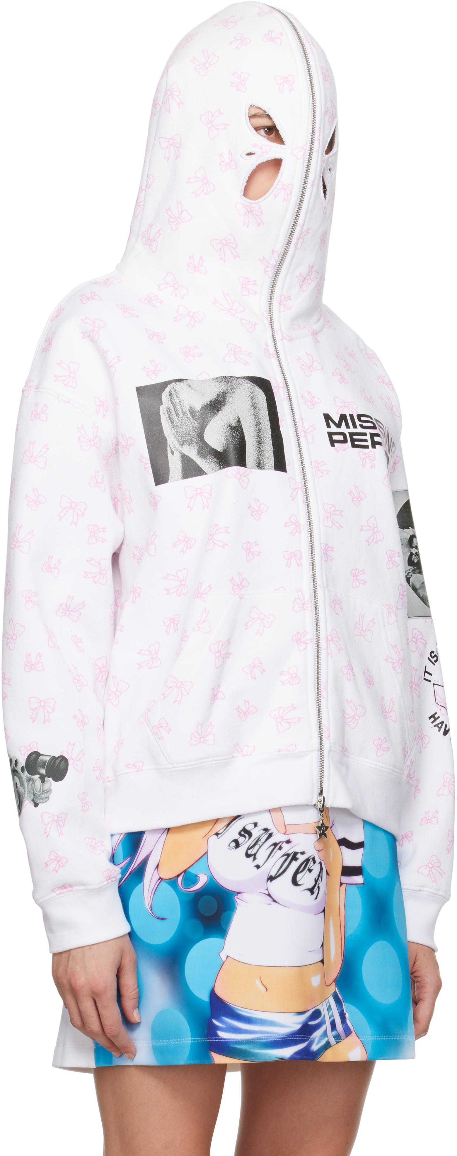 Ashley Williams 'Missing Person' Butterfly Hoodie in White Ashley Williams 'Missing Person' Butterfly Hoodie in White