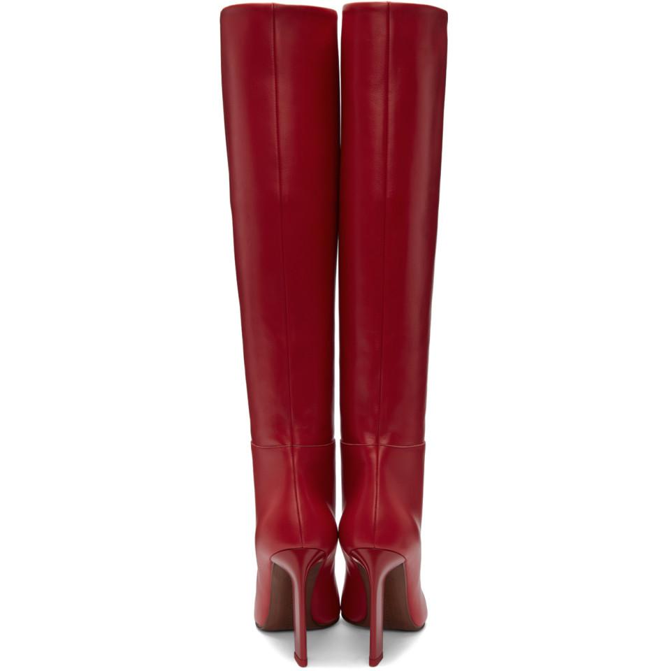 Victoria Beckham Red Leather Tall Boots - Lyst