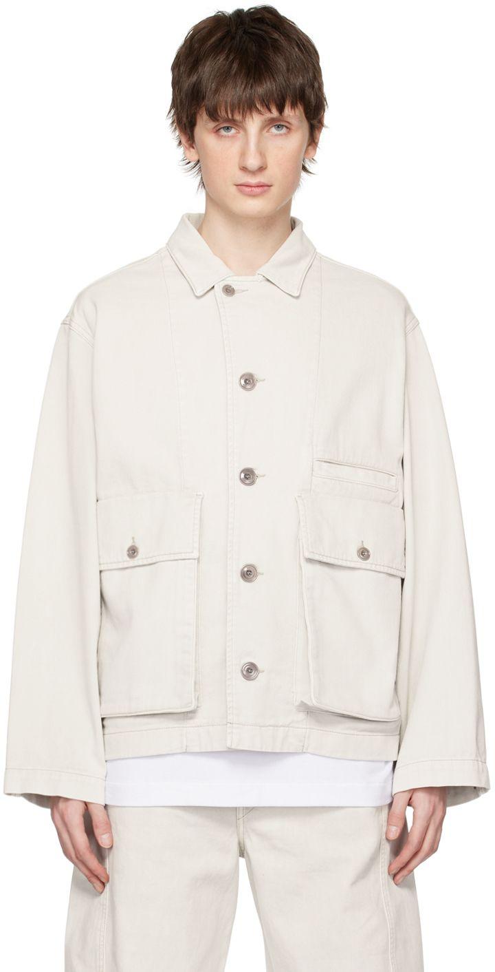 Lemaire Gray Boxy Denim Jacket in White for Men | Lyst