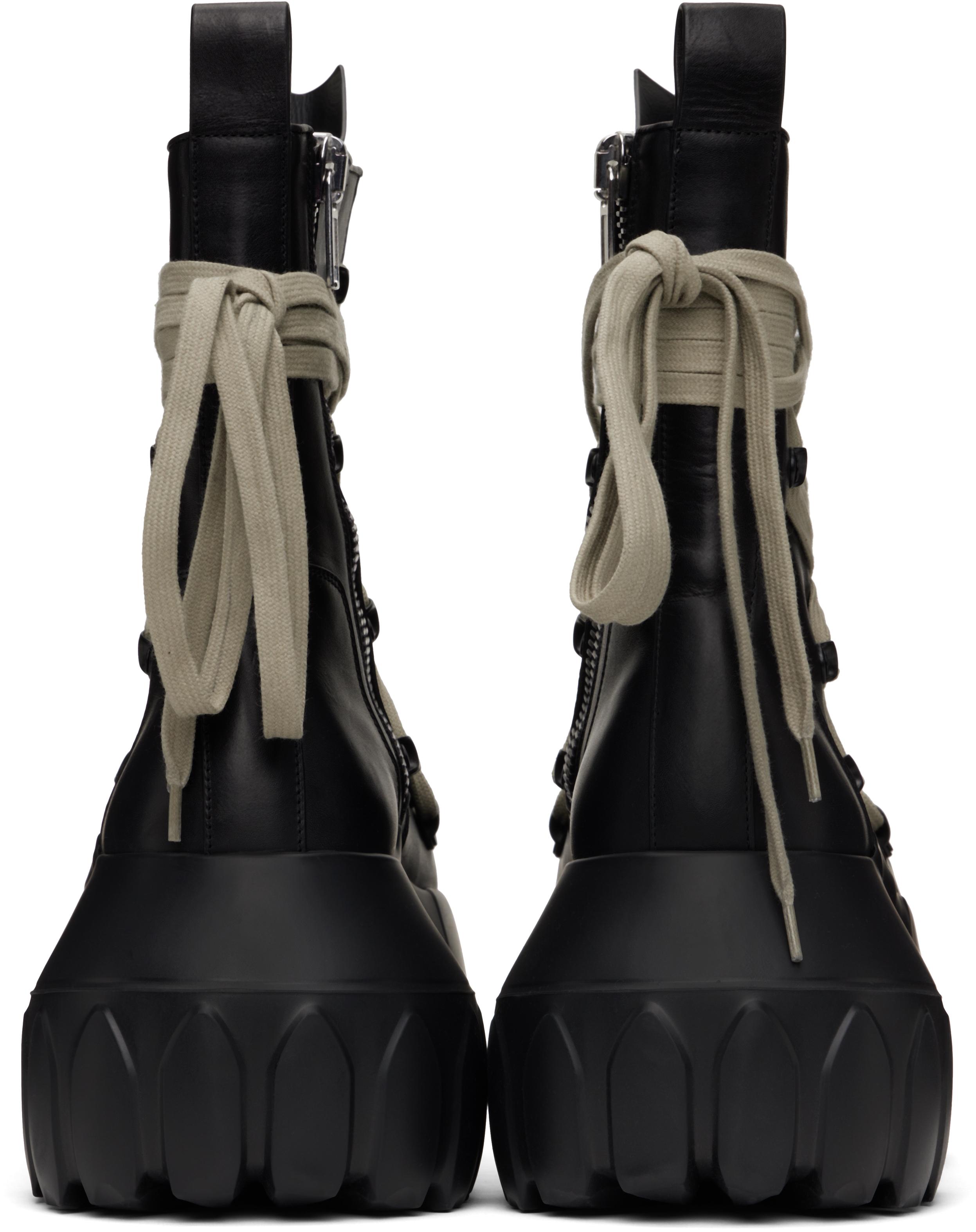 Rick Owens Hollywood Megalaced Mega Tractor Boots in Black