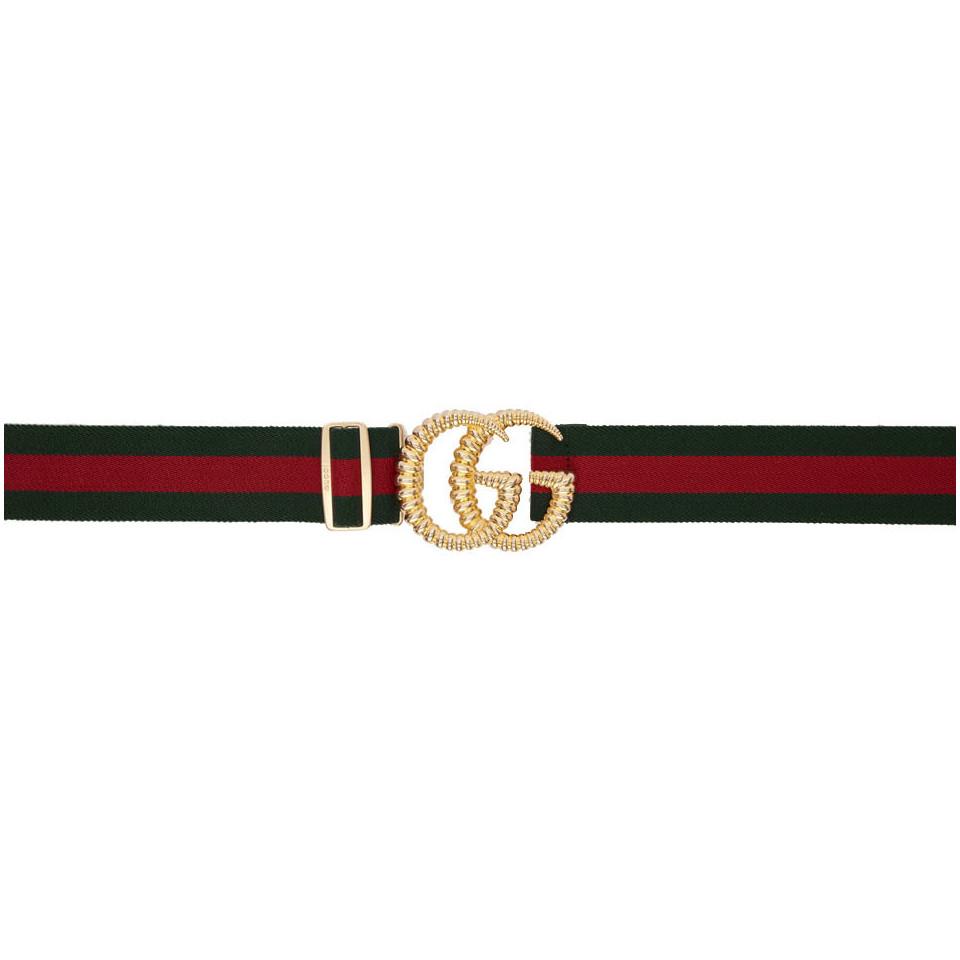 gucci white green red belt