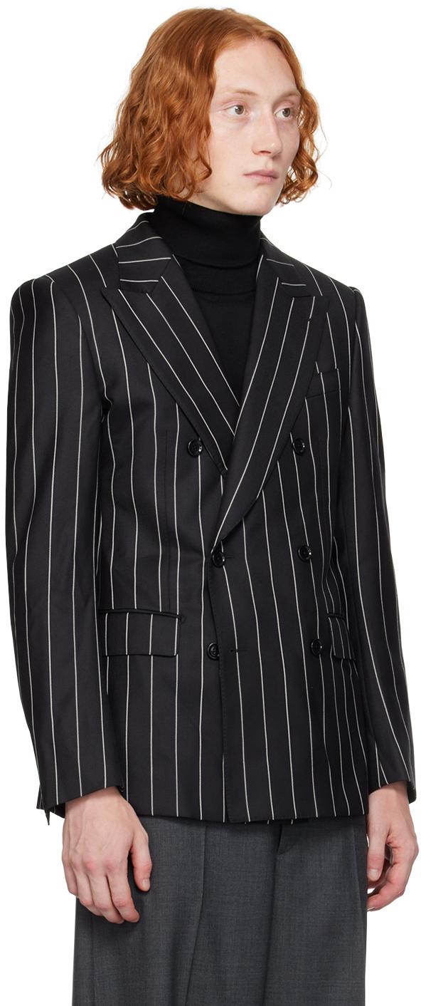 Black and white pinstripe blazer sales