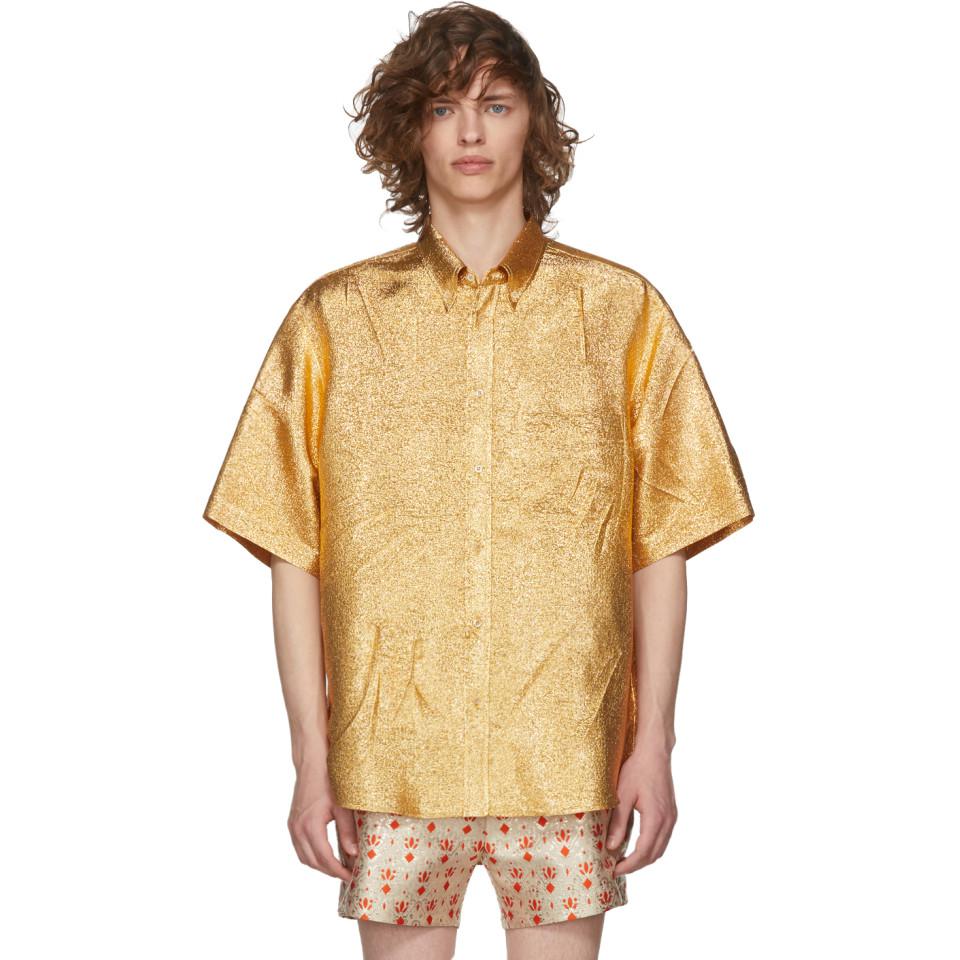 Gucci Gold Lurex Shirt in Metallic for Men | Lyst