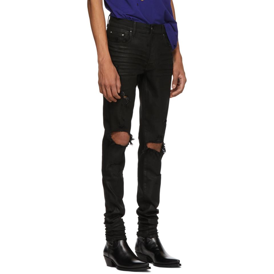 Amiri Denim Black Wax Thrasher Jeans for Men - Lyst