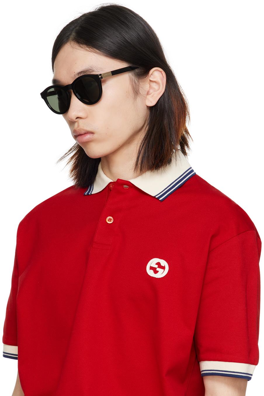 Gucci メンズ ブラック ラウンドサングラス サングラス
