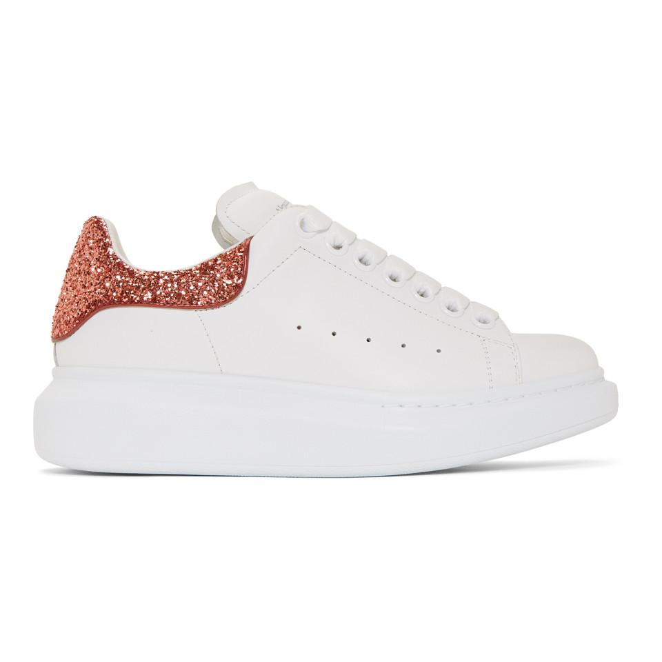 Alexander McQueen White And Red Glitter Oversized Sneakers | Lyst