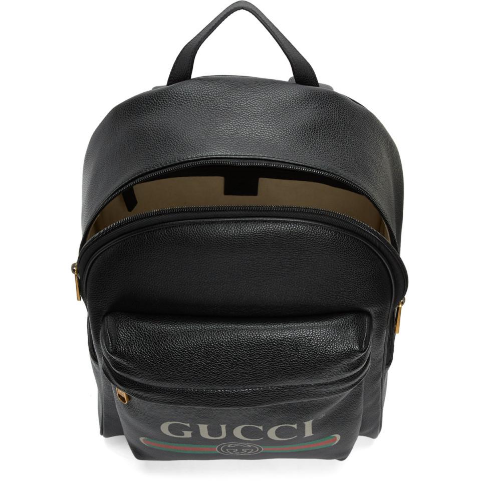 gucci print leather backpack