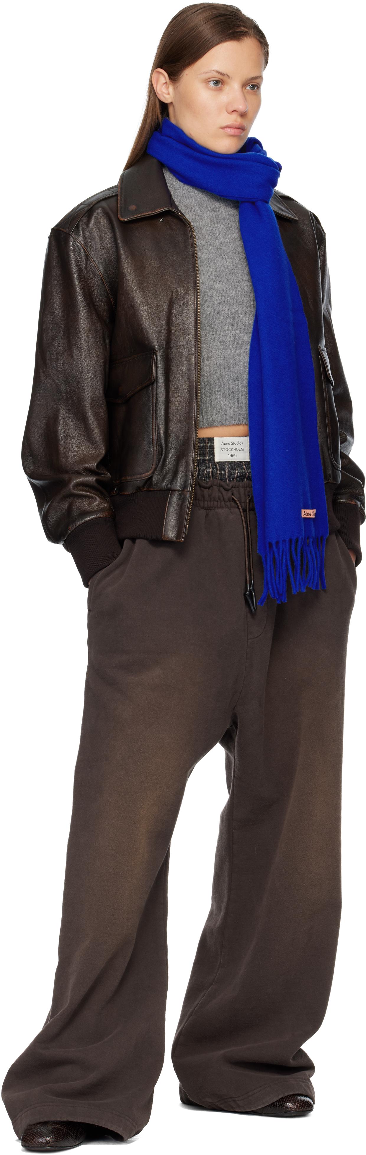 Acne Studios Skinny Fringe Wool Scarf in Blue | Lyst