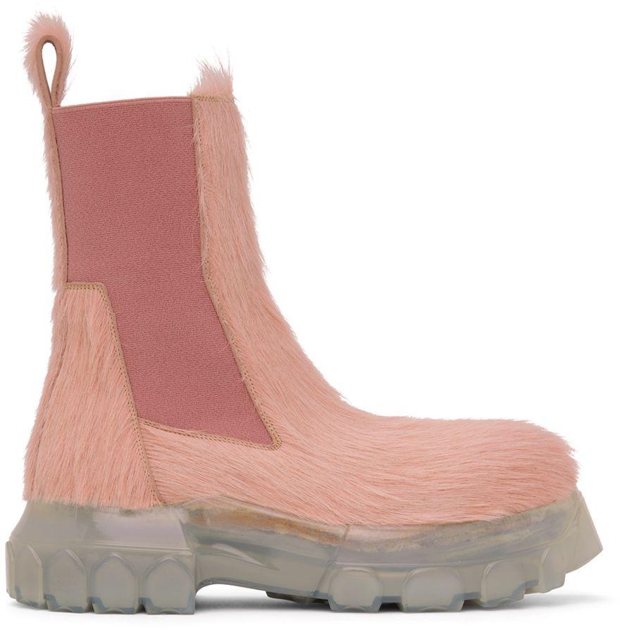 Rick Owens Pink Beatle Bozo Tractor Boots in Brown for Men | Lyst