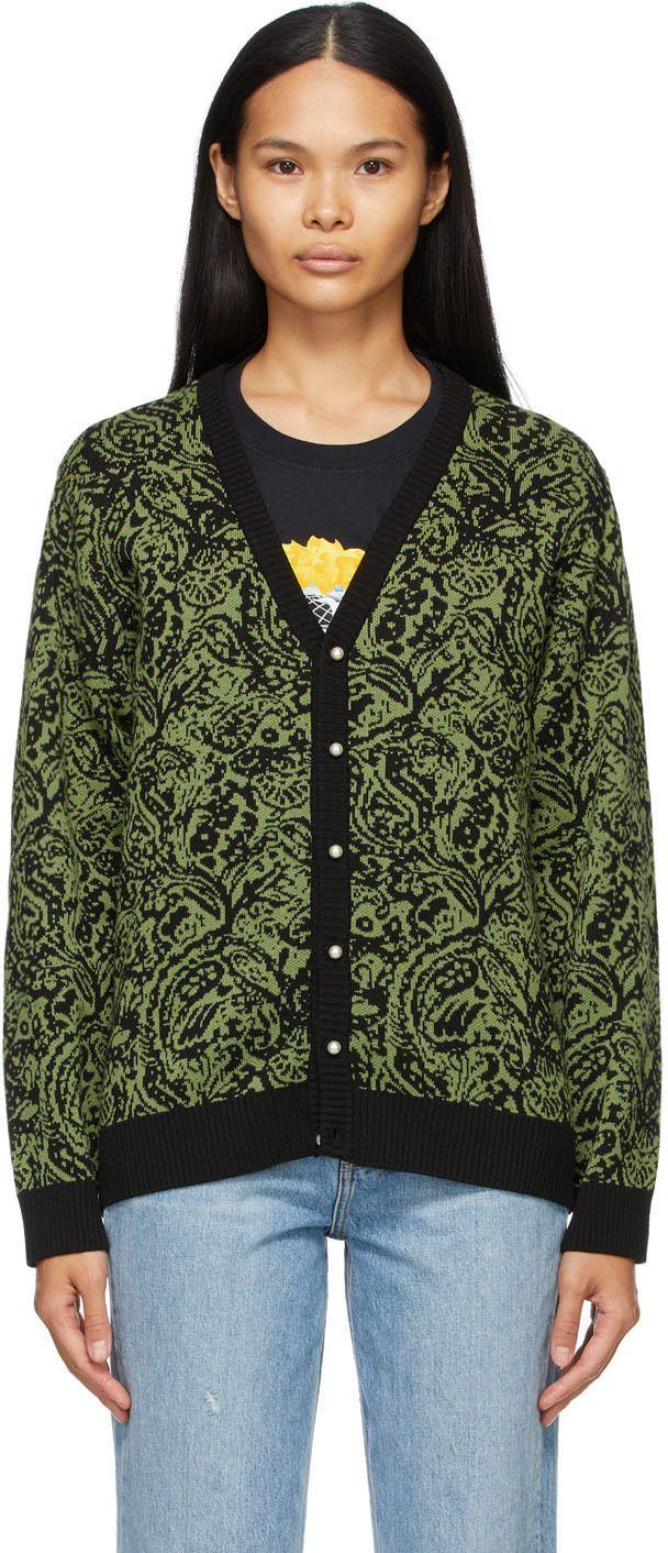 AWAKE NY Women's Green Paisley Cardigan