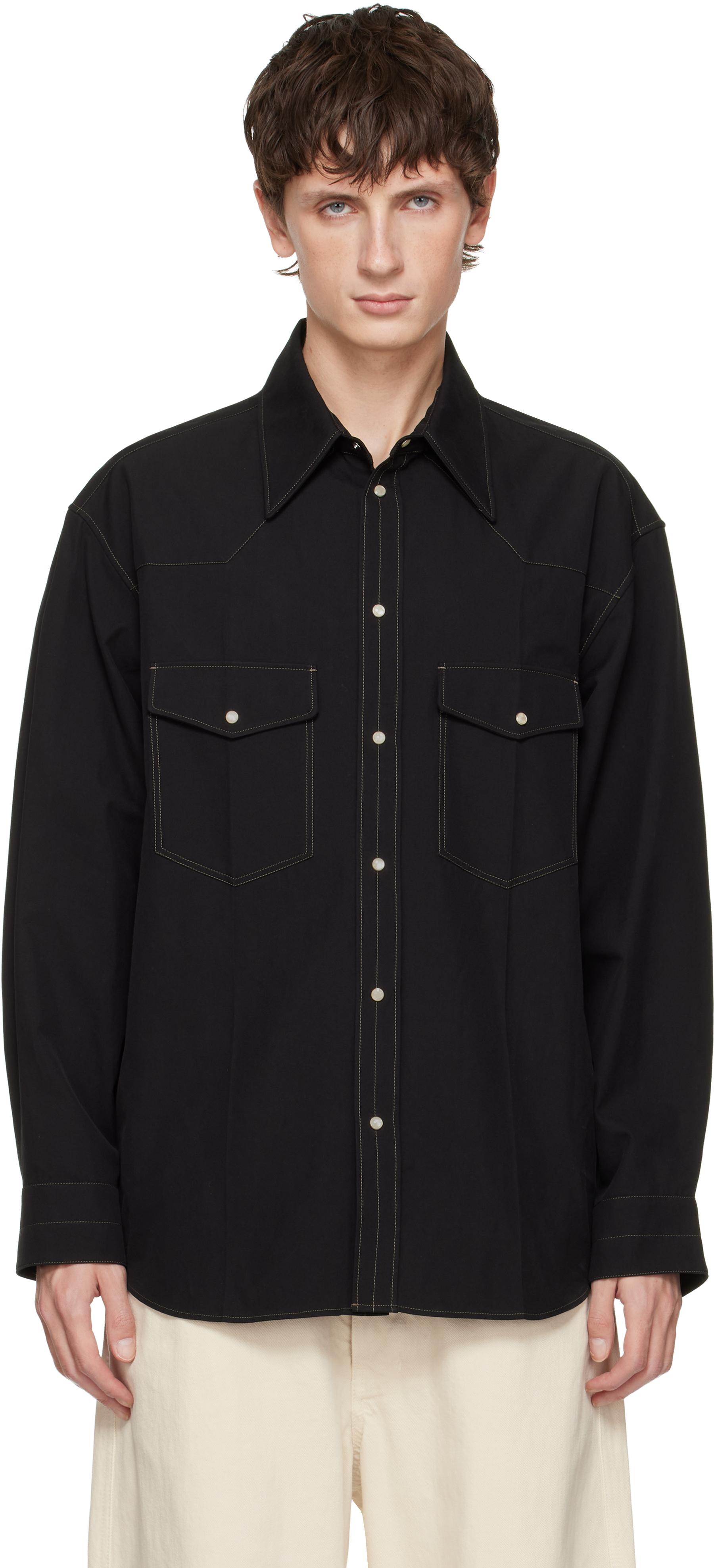 Lemaire Western Shirt in Black for Men | Lyst