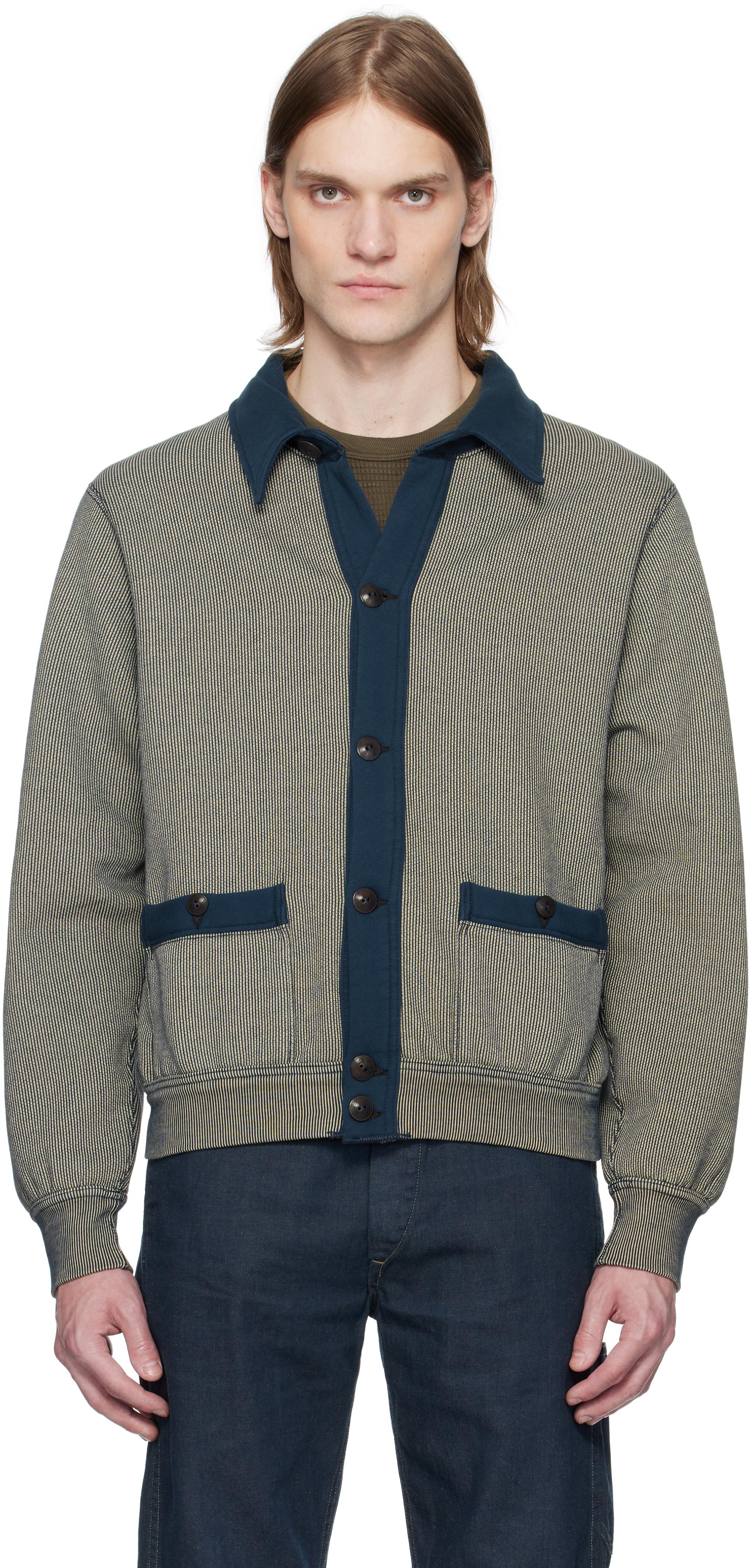 カーディガン HERRINGBONE JACQUARD KNIT CARDIGAN AKSKJOLD HERRINGBONE CARDIGAN - Olivine