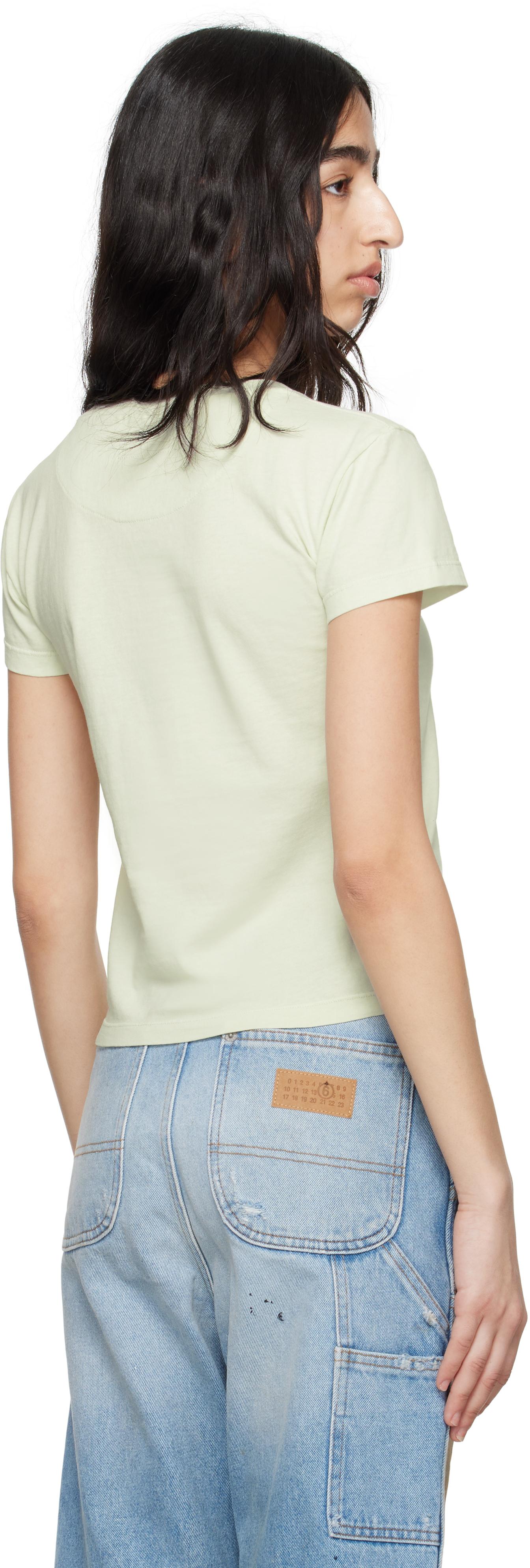 MM6 Maison Margiela グリーン ヘビーコットン ジャージ Tシャツ MM6 Maison Margielaのグリーン ヘビーコットン ジャージ T