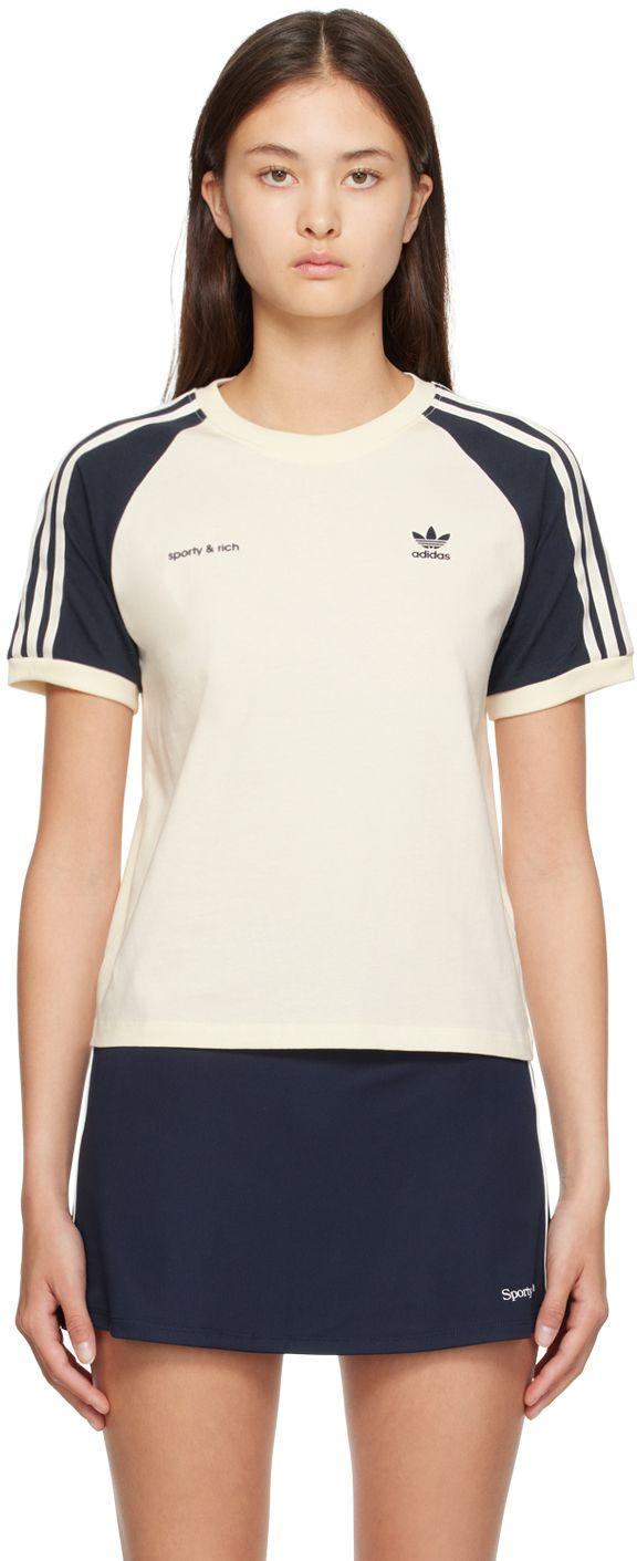 Sporty & Rich Off-white & Navy Adidas Originals Edition T-shirt in Black |  Lyst