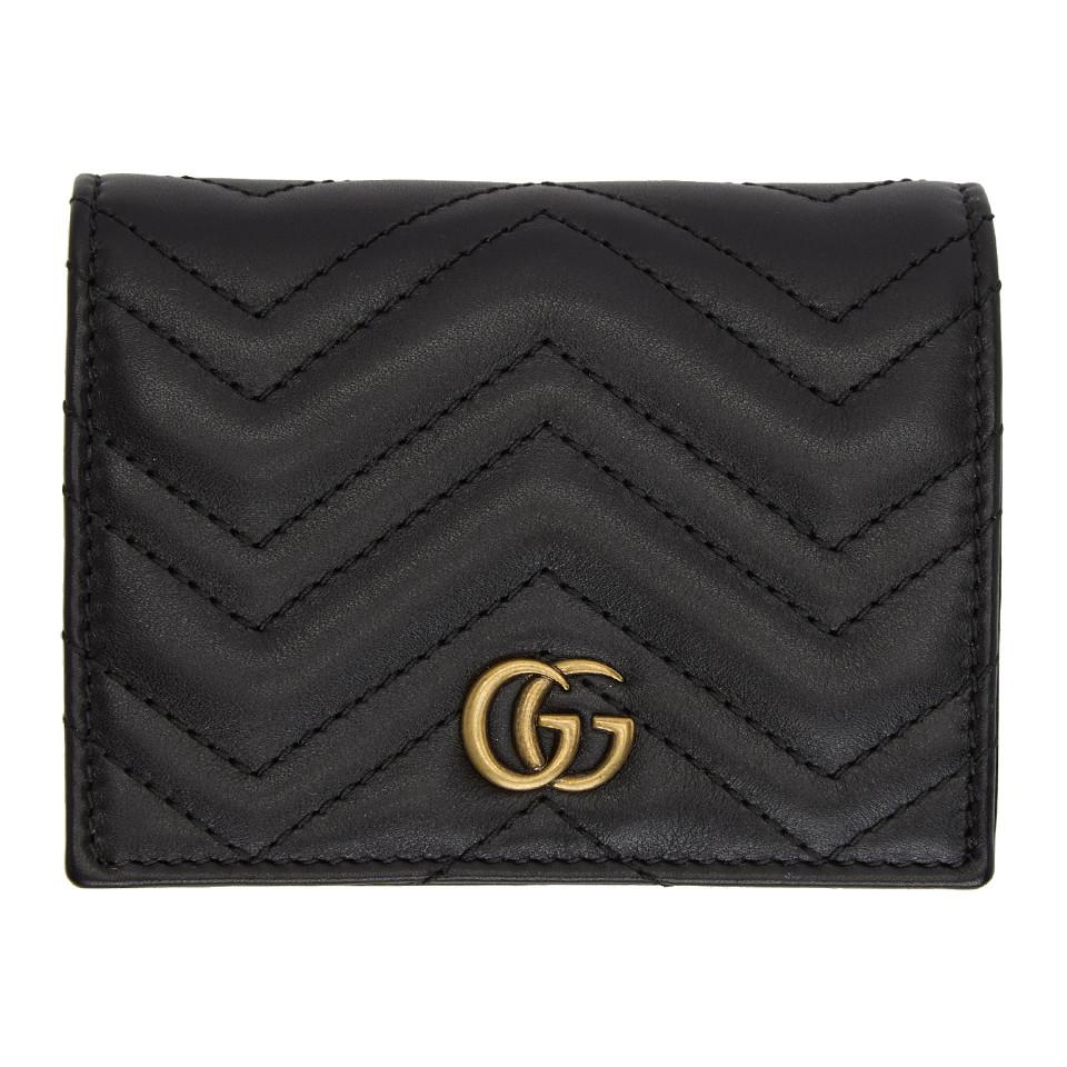 Gucci Leather Black Small GG Marmont Wallet | Lyst