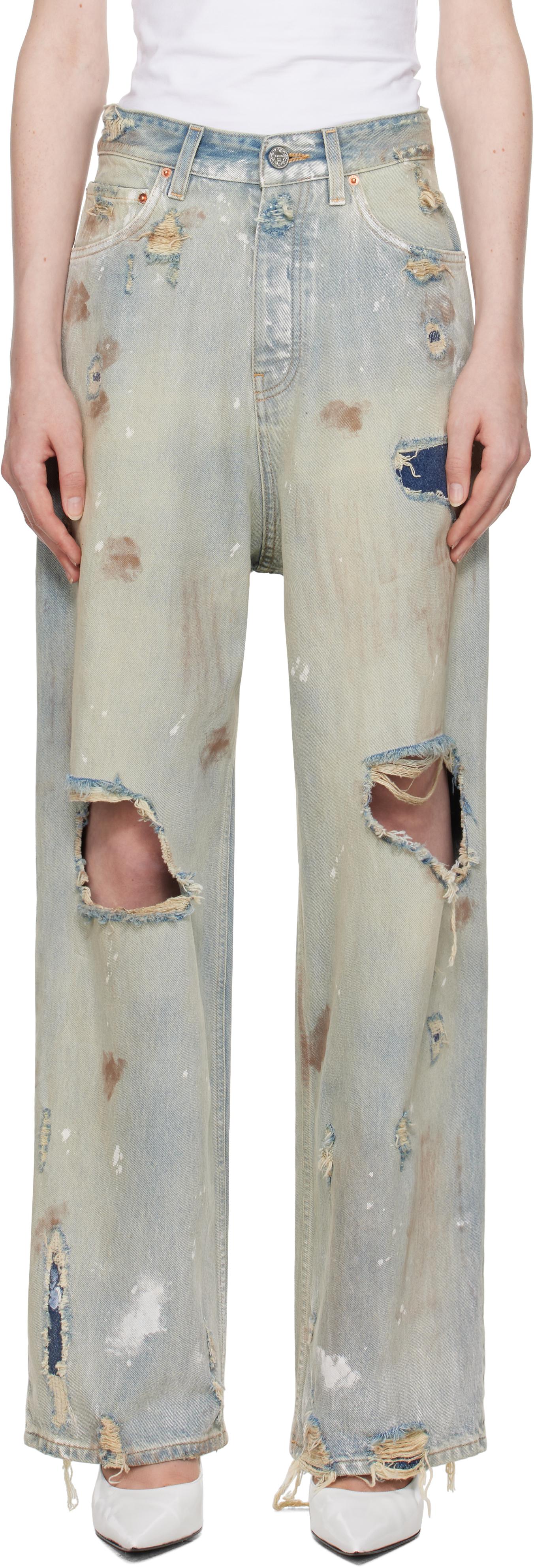 Vetements Trashed Baggy Jeans in Blue | Lyst