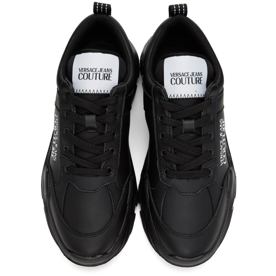 Versace Jeans Black Logo Low-top Sneakers for Men - Lyst