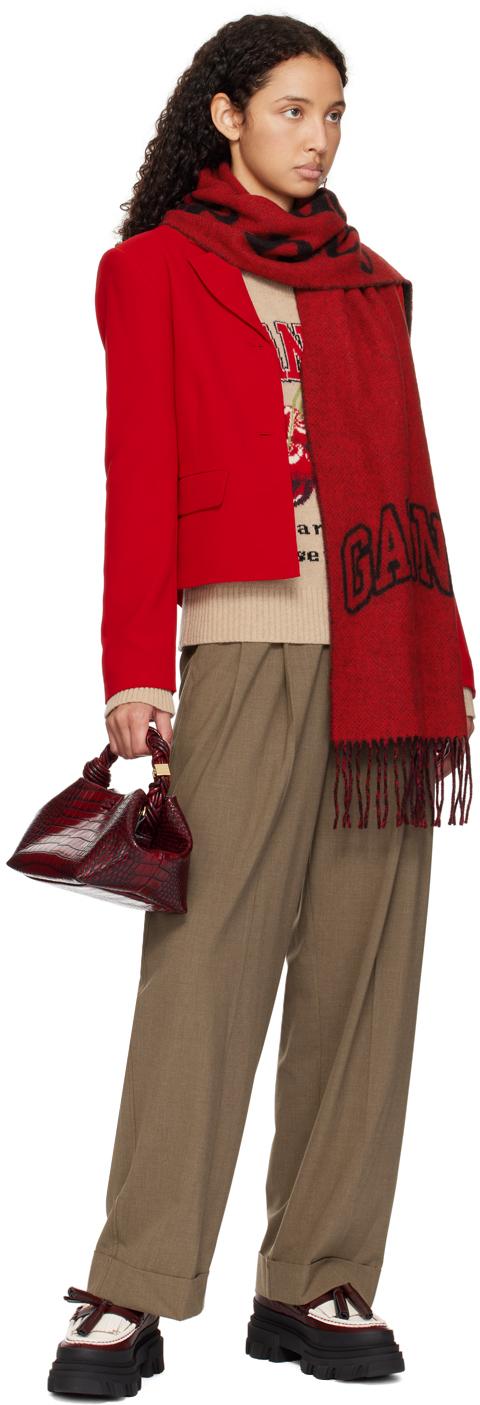 Ganni Ssense限定 バーガンディ スモール Bou クロコ パテント