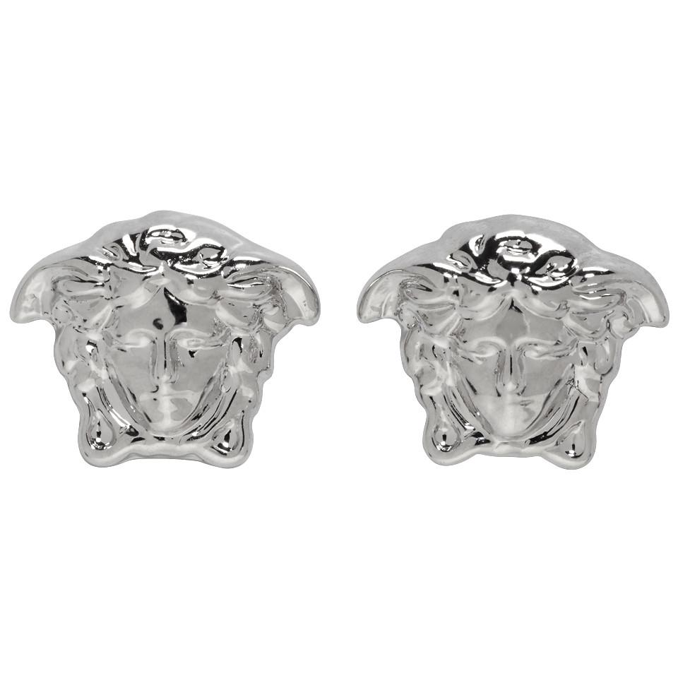 Versace Silver Medusa Stud Earrings in Metallic | Lyst