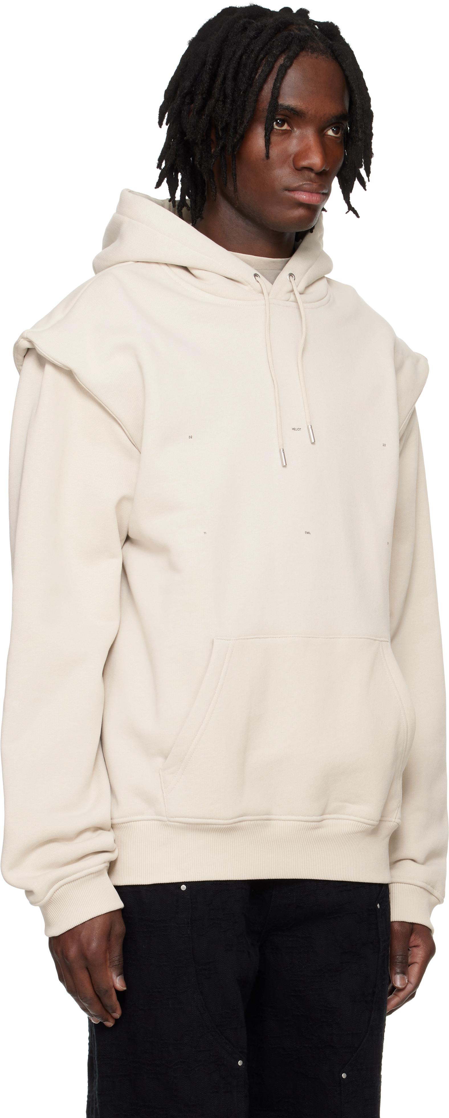 HELIOT EMIL◆OUTLINE LOGO HOODIE ロゴ入り コットン フード付 HELIOT EMIL ++ OUTLINE LOGO HOODIE