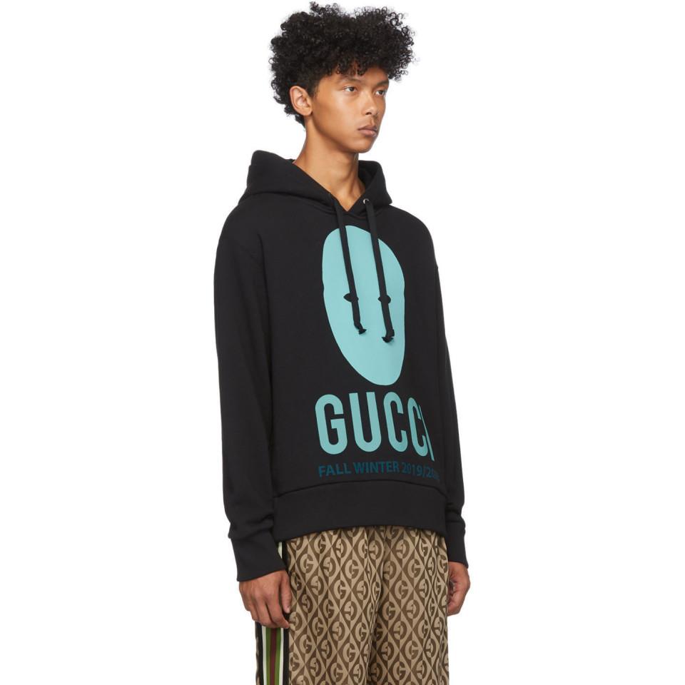 Gucci Black And Blue Manifesto Hoodie for Men - Lyst