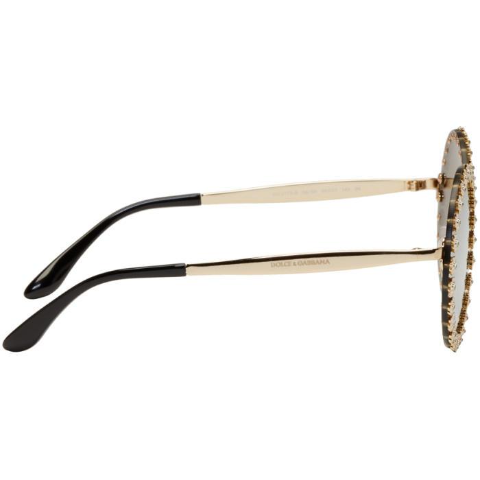 Dolce & Gabbana Gold Studded Daisy Sunglasses in Metallic | Lyst