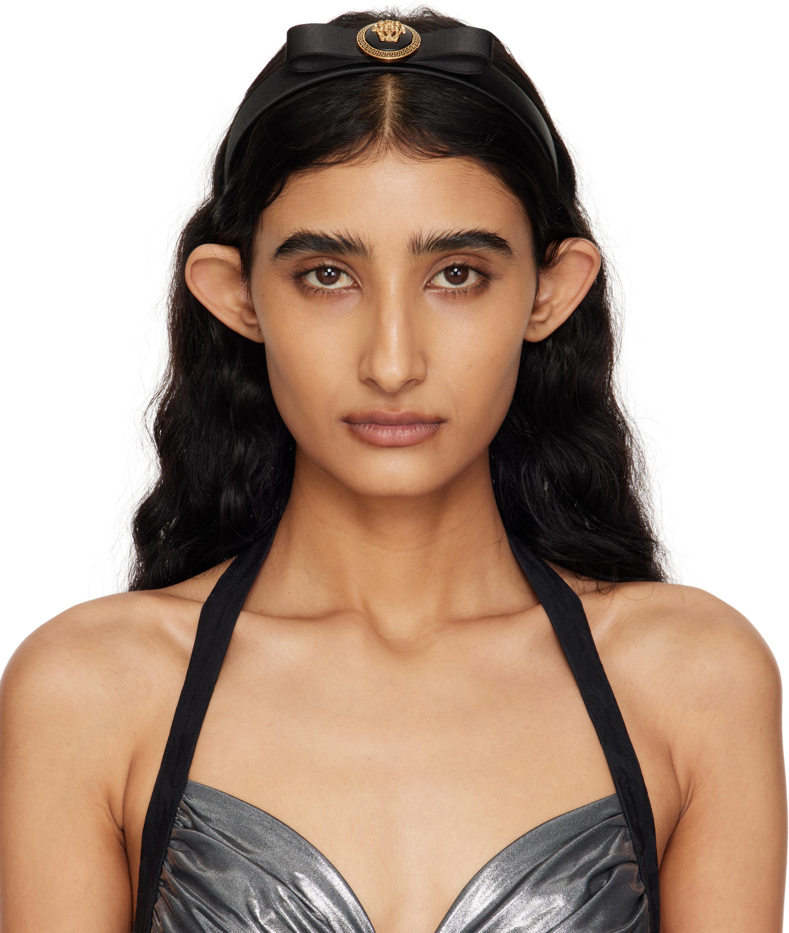 Versace Gianni Ribbon Headband in Black | Lyst