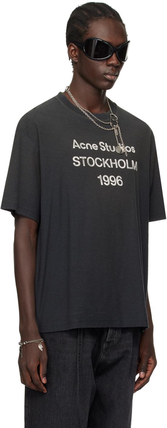 Acne Studios 黒 Tシャツ STOCKHOLM 1996 Acne Logo Stockholm 1996-Print T-shirt Black | BDC Paris I Boys