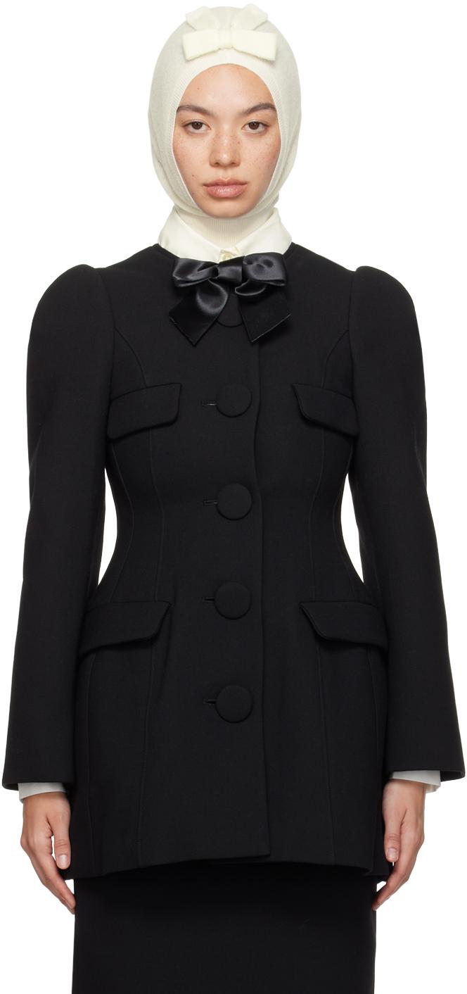 ShuShu/Tong レディース ブラック Waist-cinched Round Collar 