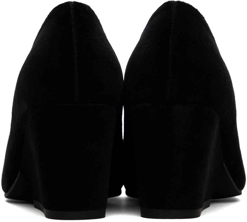 Black velvet wedge heels sales