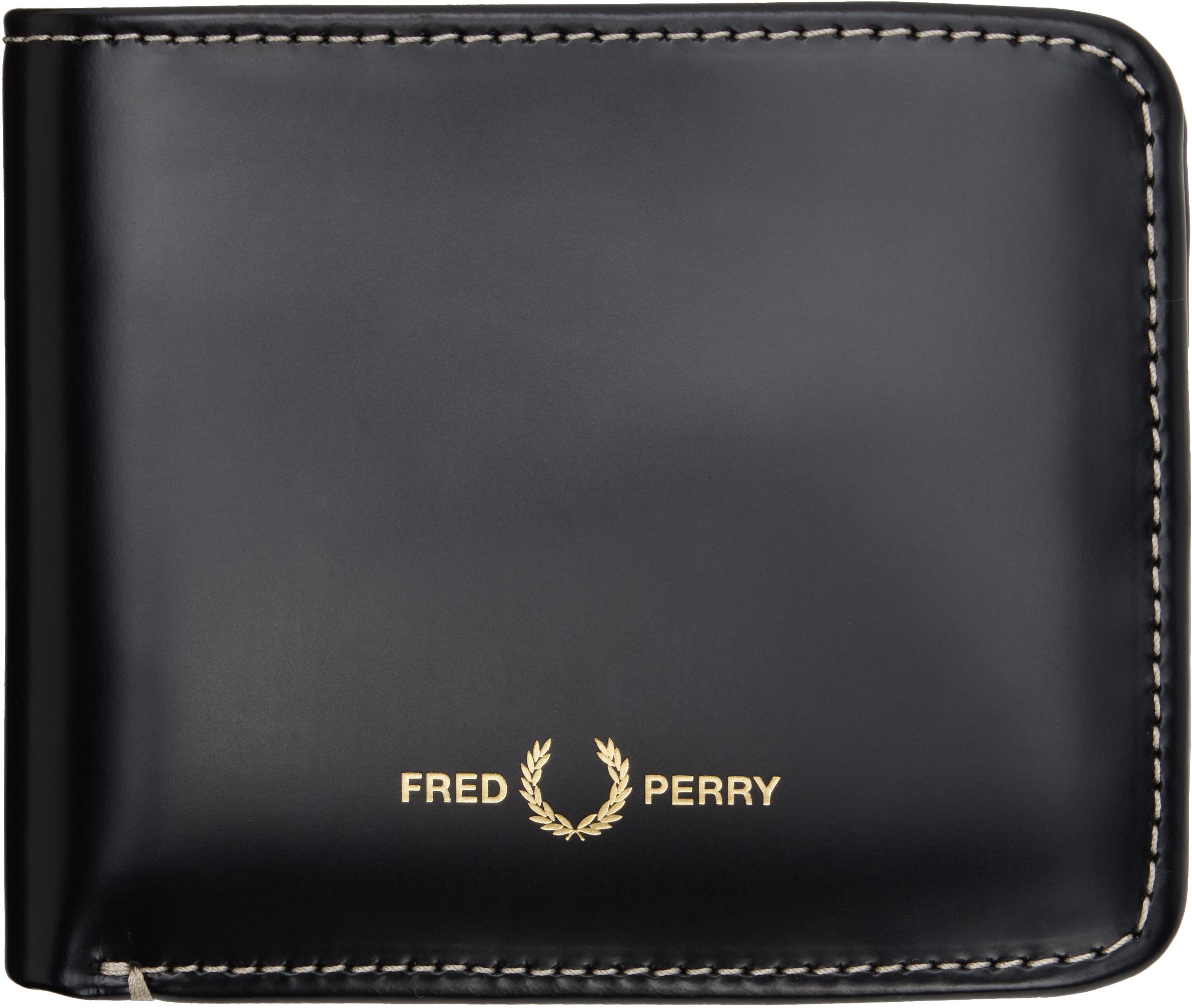 ◆FRED PERRY◆ Box Leather Billfold Wallet Black CFPU2438295 Men's wallets FRED PERRY Box Leather Billfold Wallet Black