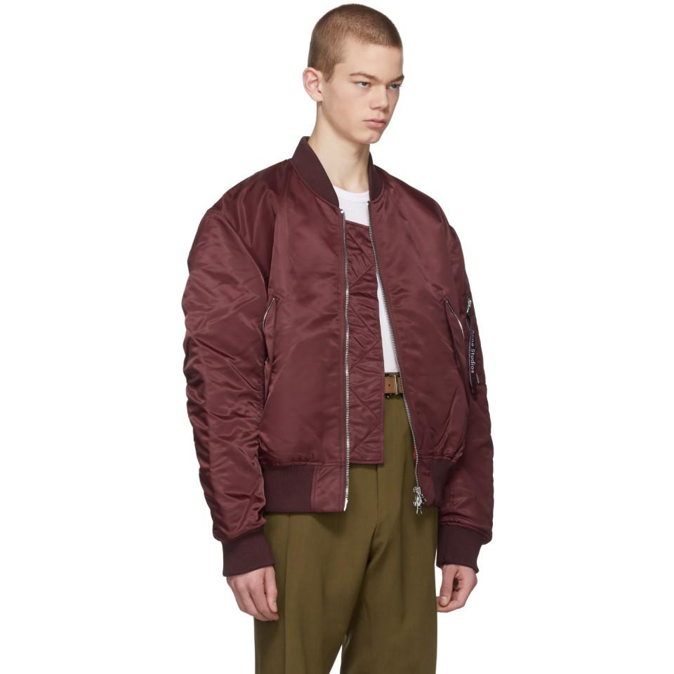 Acne Studios Synthetic Burgundy Makio Bomber Jacket in Red for Men - Lyst
