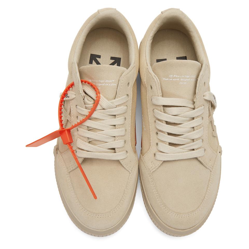 Off-White c/o Virgil Abloh Beige Vulcanized Low Sneakers in Natural for Men  | Lyst