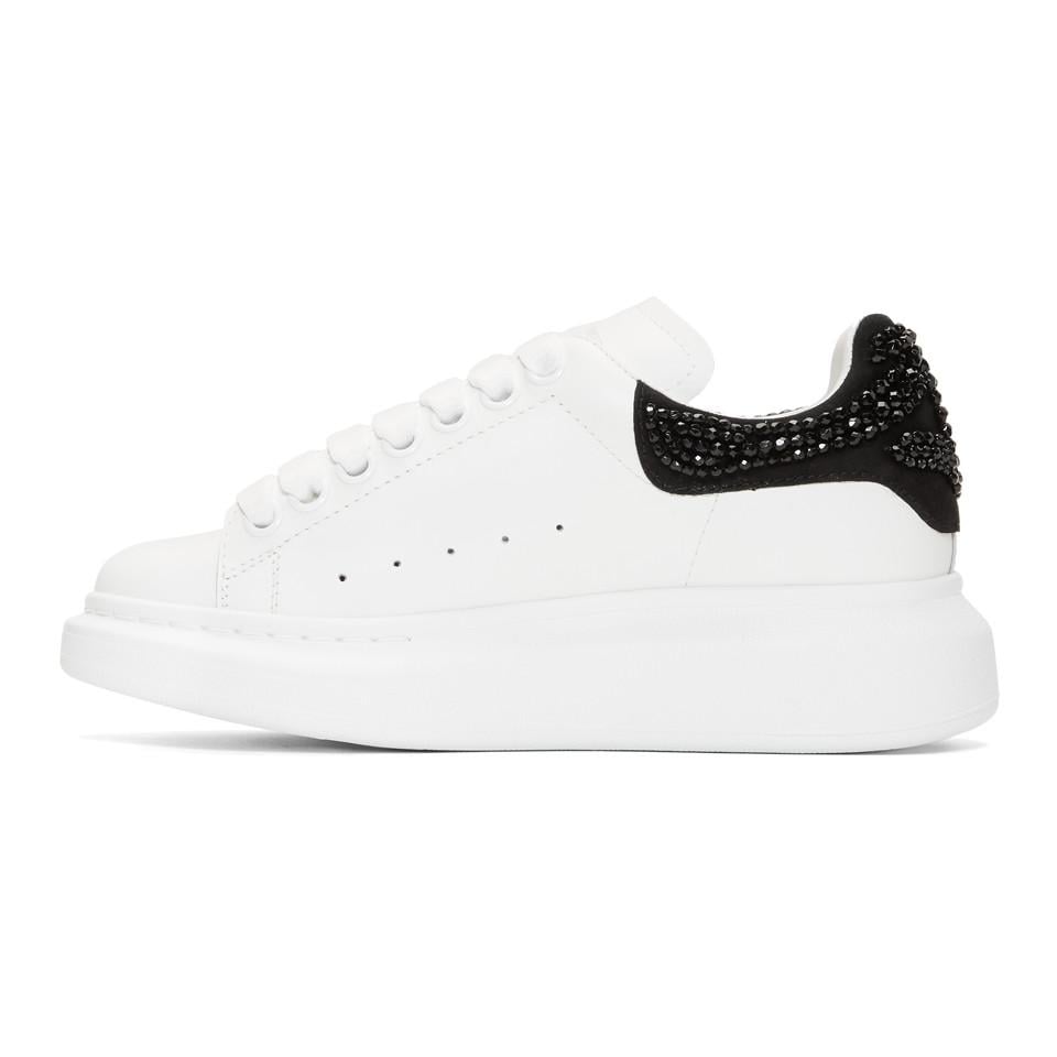 Alexander McQueen White And Black Crystal Oversized Sneakers | Lyst