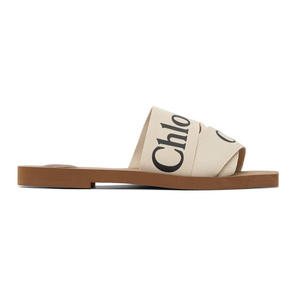 Chloé Woody Logo-print Canvas Sandals in - Save 50% - Lyst