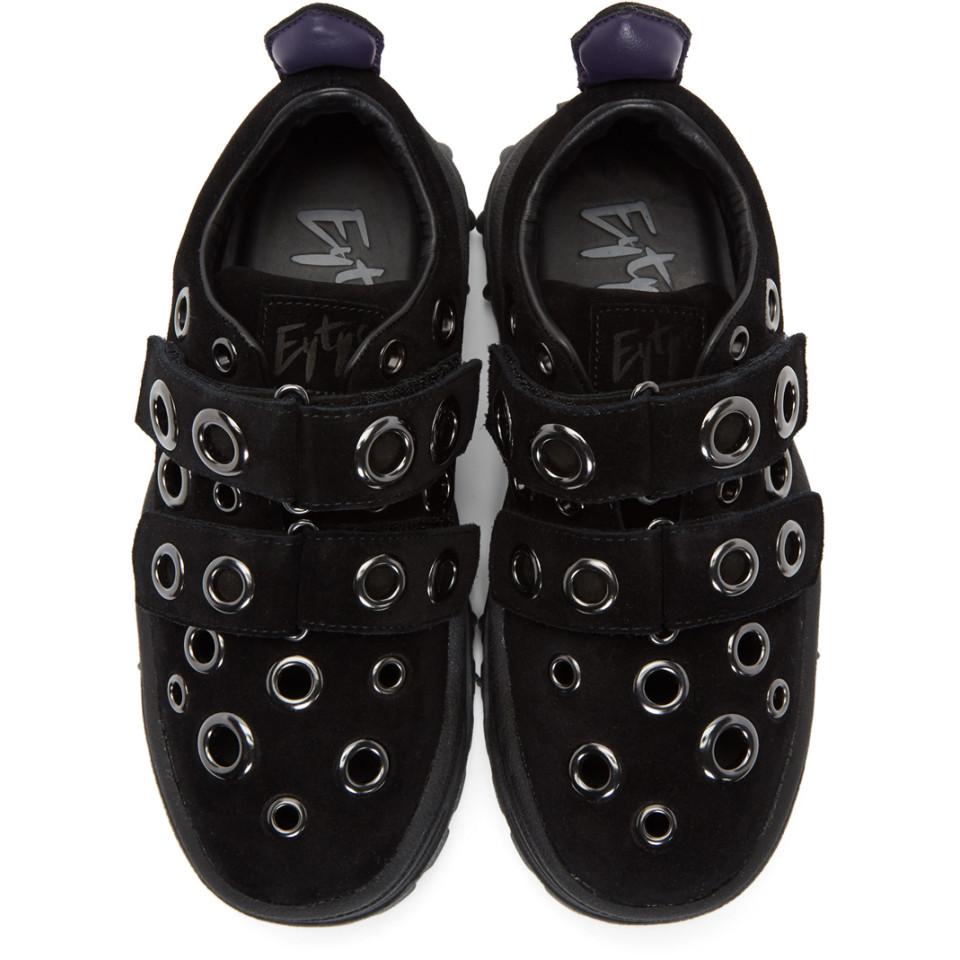 Black Suede Angel Eyelet Sneakers 