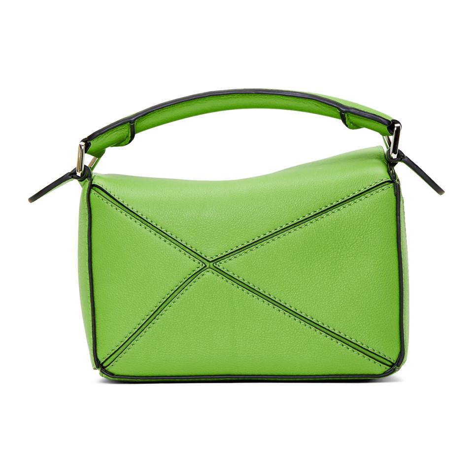 Loewe Leather Green Mini Puzzle Bag - Lyst