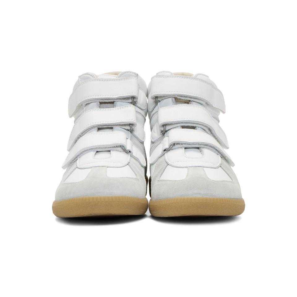 White Triple Velcro Sneakers for Men |