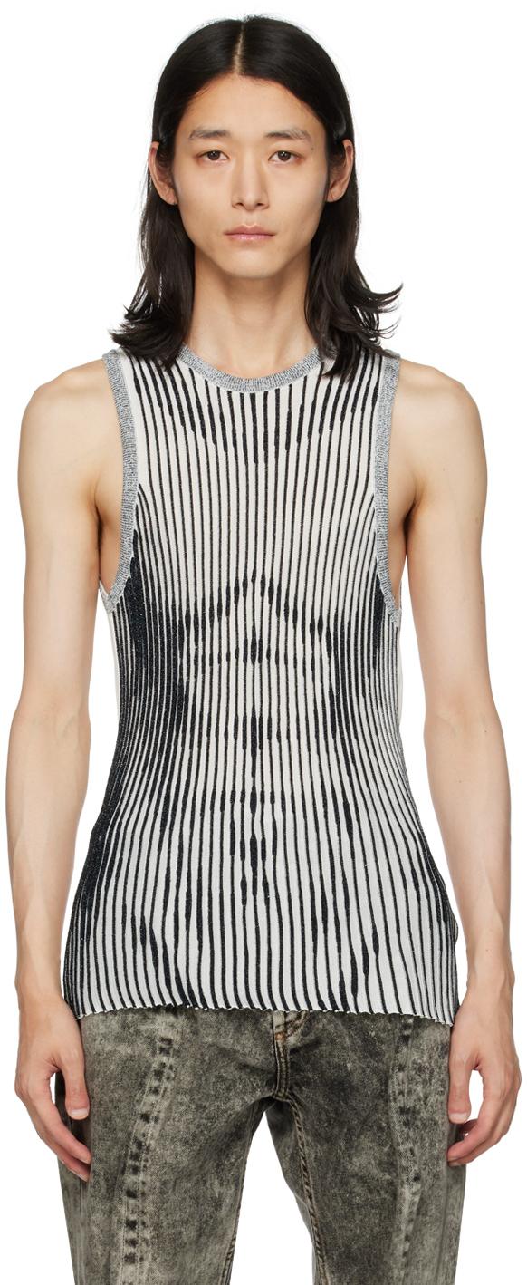 Jean Paul Gaultier White Metallic Tank Top in Black for Men | Lyst
