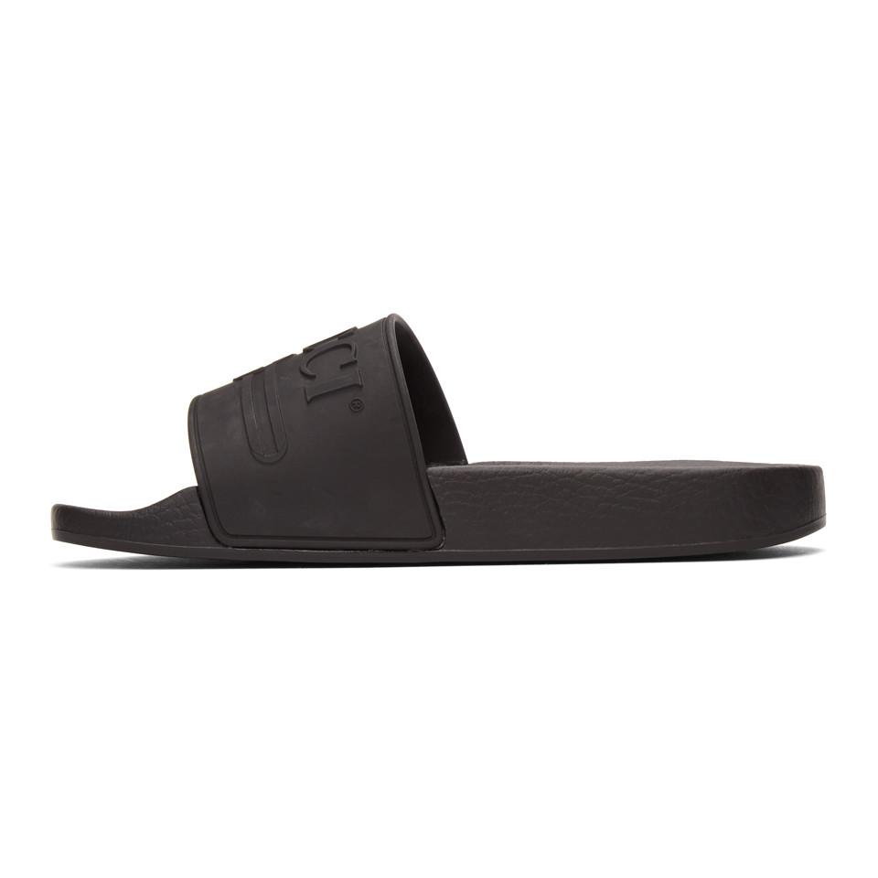 gucci black logo slides