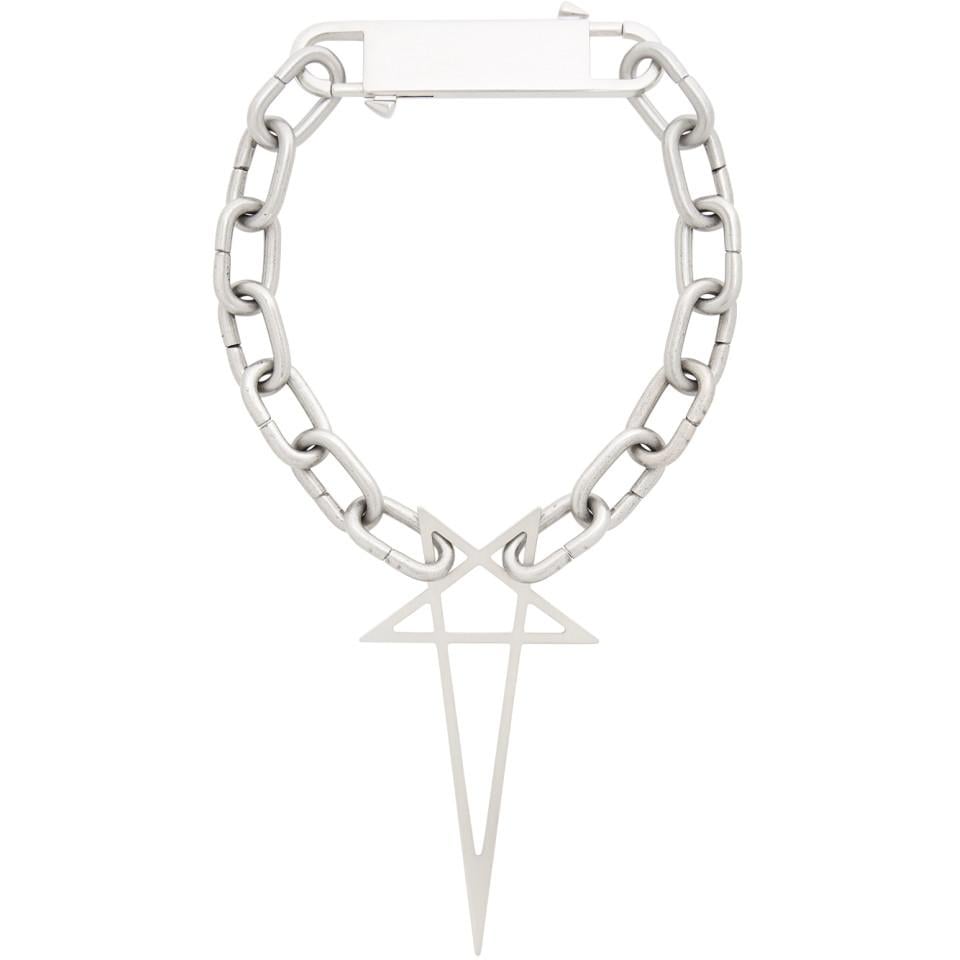 Rick Owens Silver Pentagram Choker Necklace in Metallic for Men | Lyst