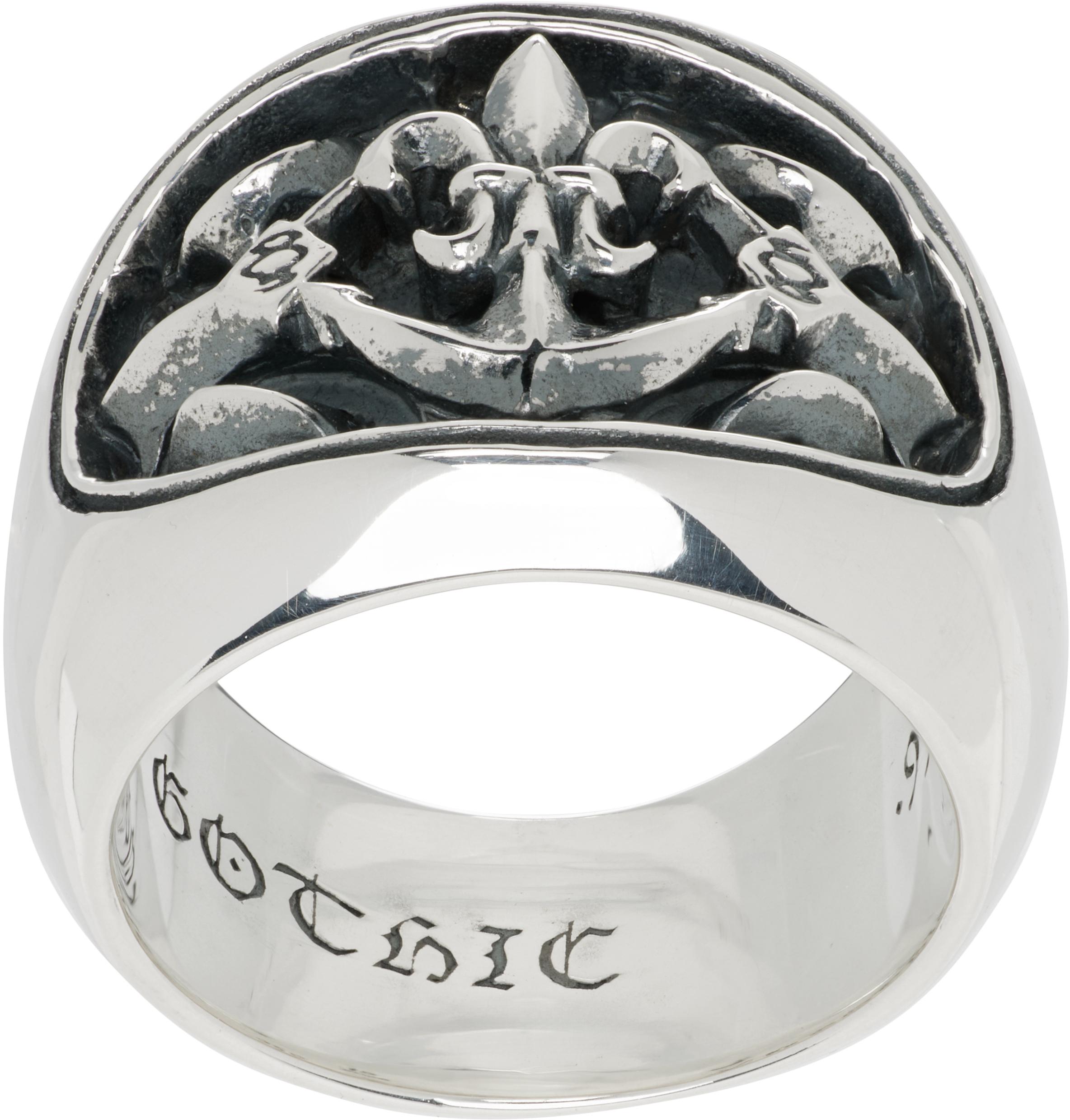 Yohji Yamamoto Lily-Anchor Oval Ring in Metallic for Men | Lyst 