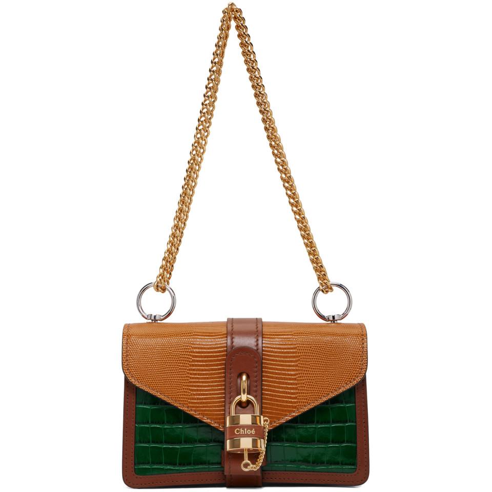 Chloé Brown And Green Aby Chain Bag | Lyst