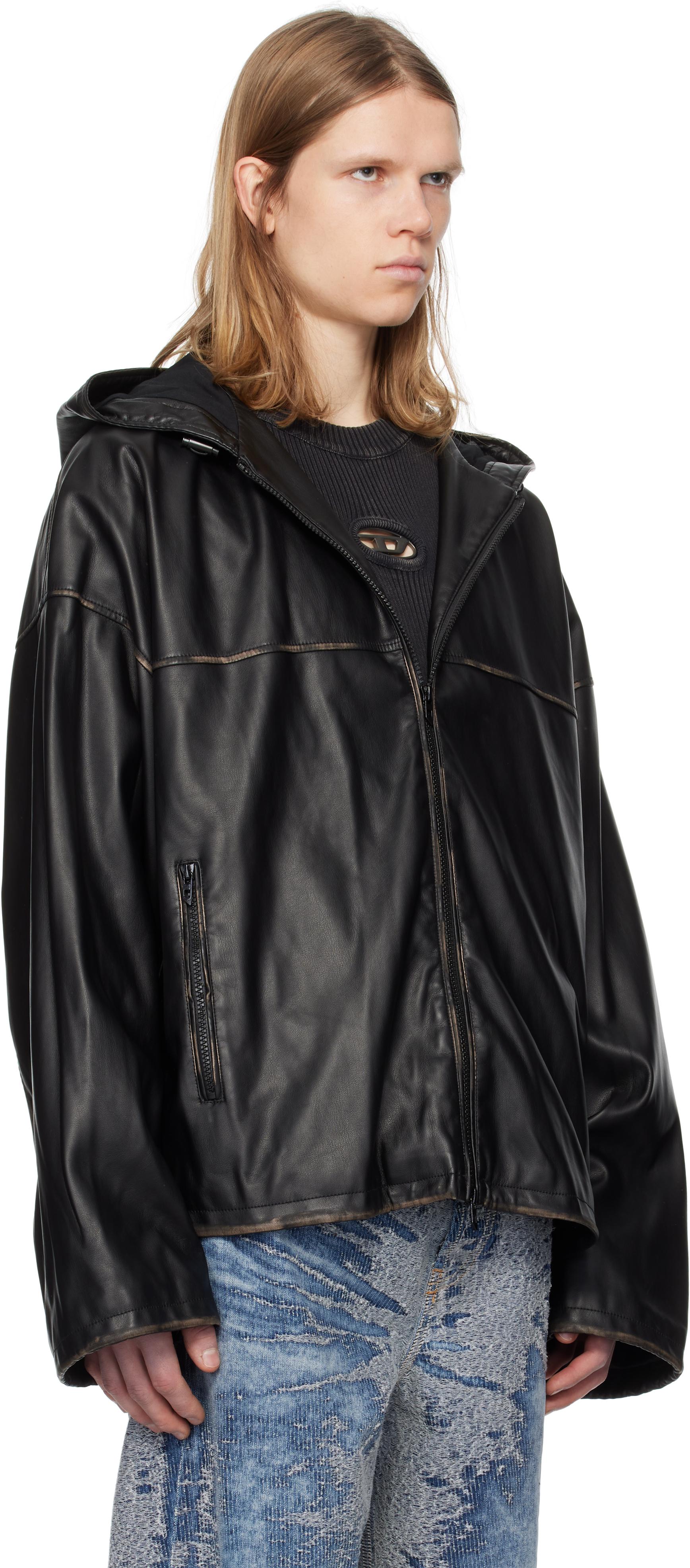 メンズ DIESEL ブラック J-Antil フェイクレザー ジャケット ブラック