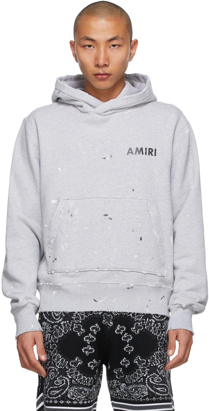 Amiri Grey Army Paint Hoodie in Gray for Men | Lyst